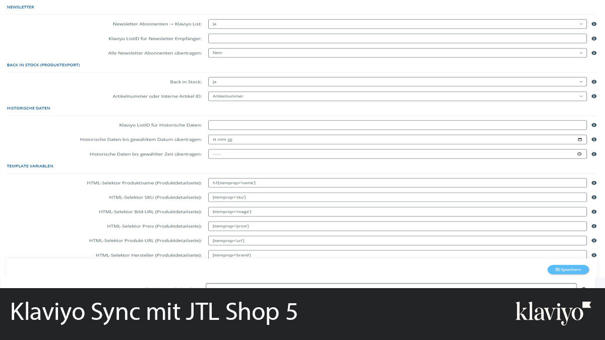 Klaviyo JTL Shop Plugin Einstellungen 1