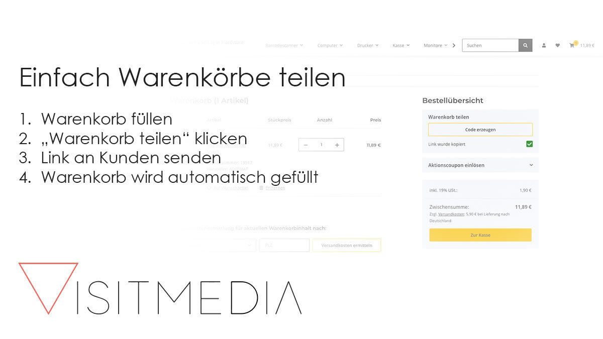 Warenkorb Teilen als Link per Email / Whatsapp etc