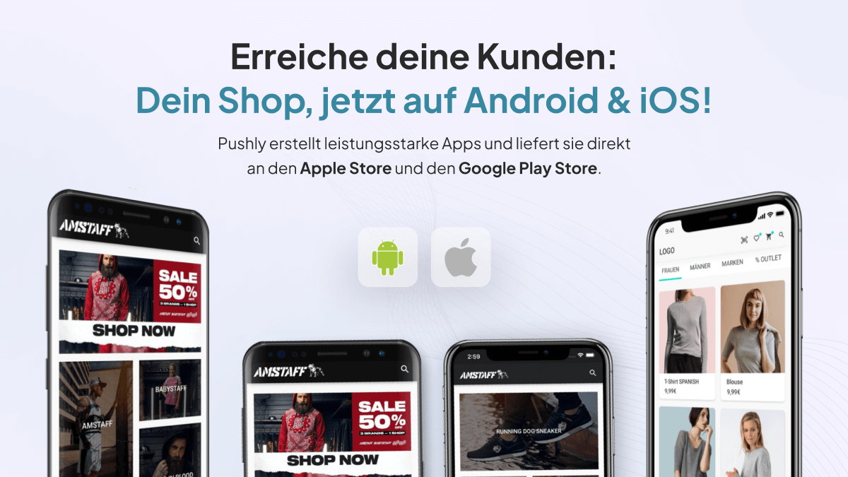 Pushly - Dein Shop als App f&uuml;r Android &amp; iOS | App, Bonuspunkte, Umsatz!